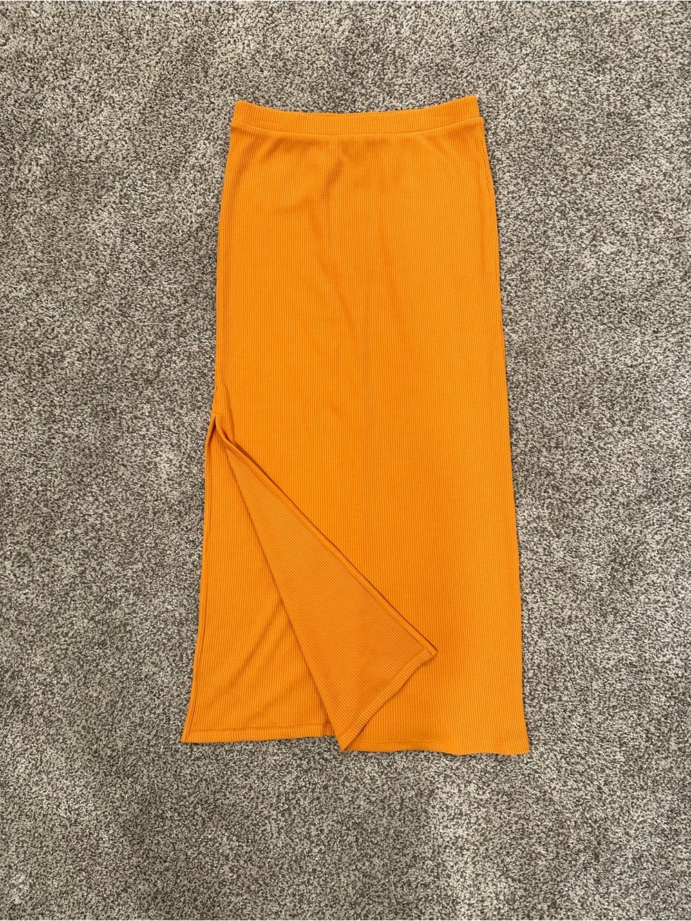 Old Navy Orange Ribbed Knit High Side Slit Maxi Skirt Size M
